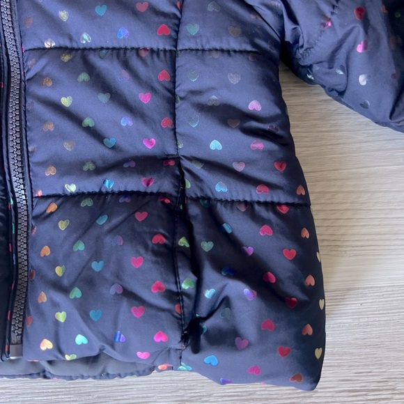 ME JANE rainbow heart puffer hooded jacket size 24M - Picture 3 of 16